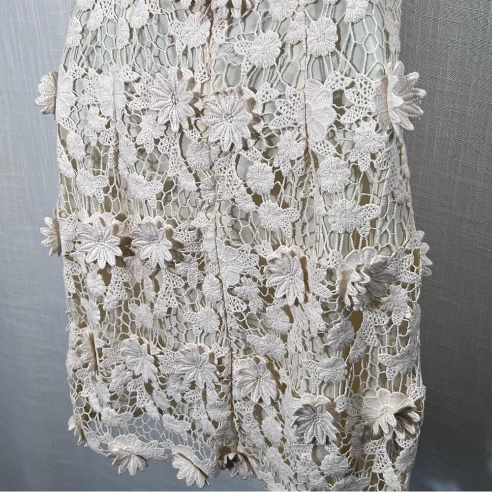 Urban Outfitters Thistlepearl Crochet Floral Cream Boho Mini Dress Size 4 - Picture 14 of 16